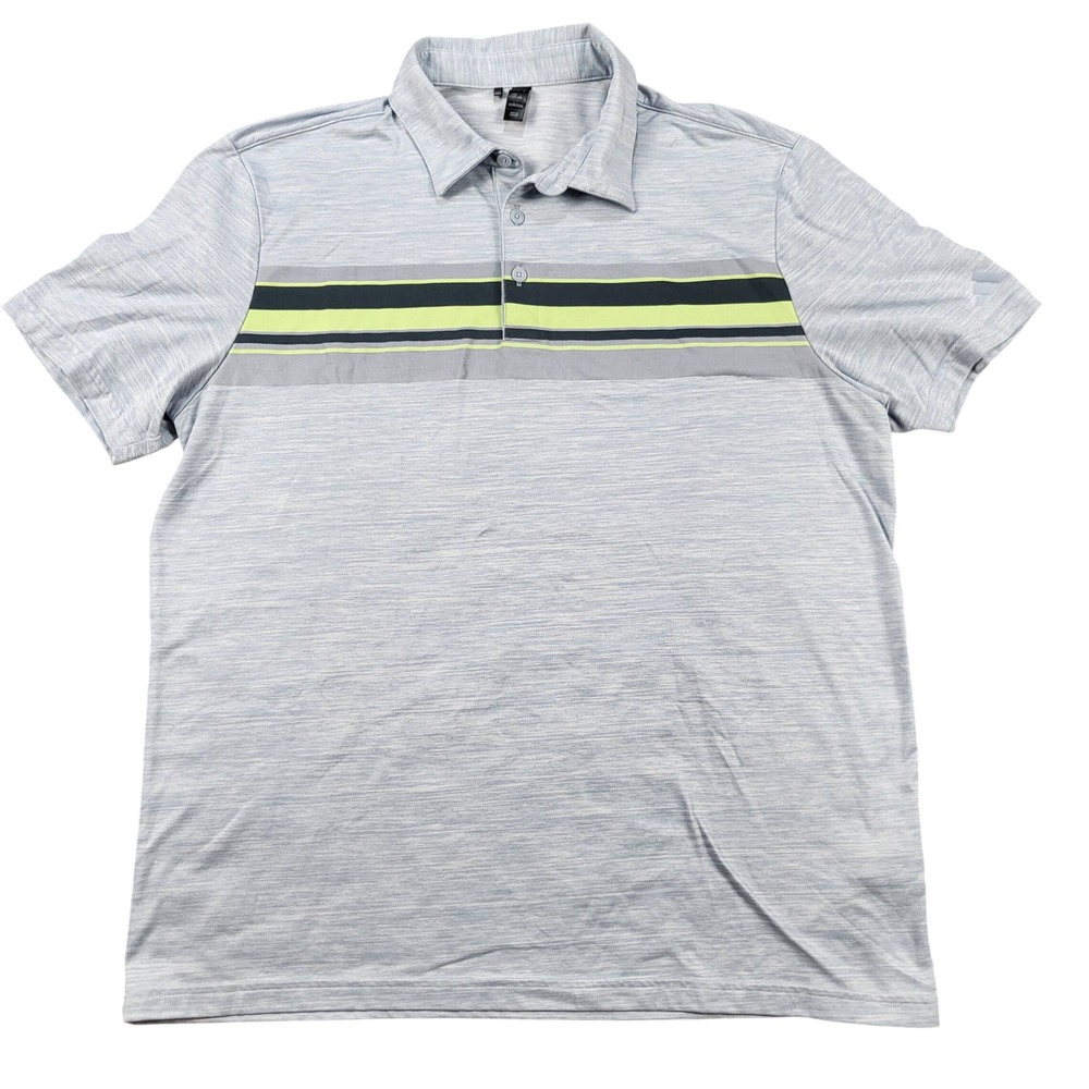 Adidas Golf Mens Performance Polo Shirt Blue Heather Striped IJ5276 Size Large